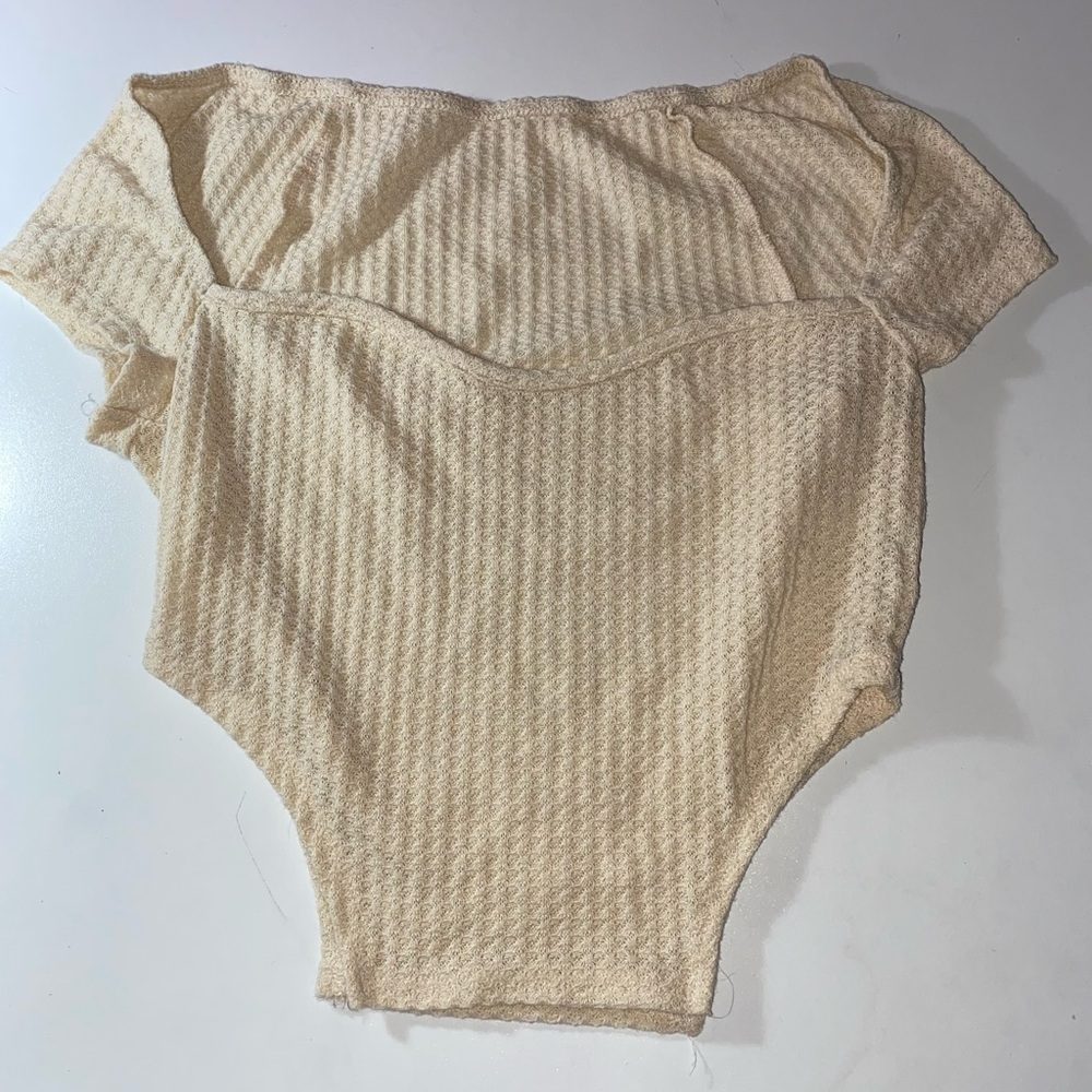 Beige Waffle Knit Top